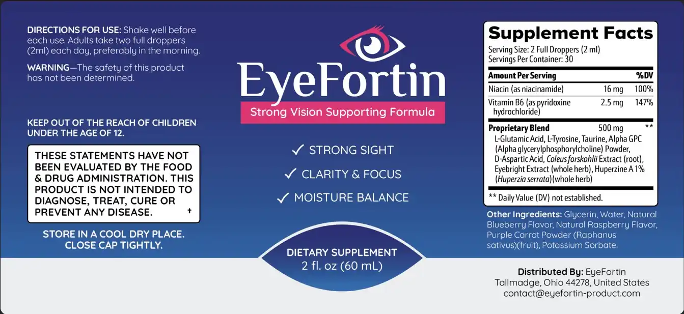eyfortin Supplement Facts